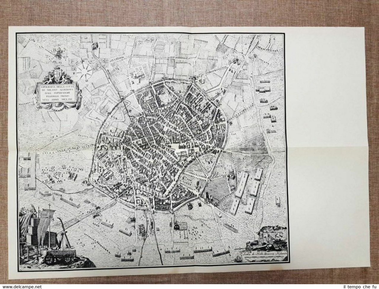 Carta geografica Città di Milano nel 1158 Assedio di Federico … | Immagine principale
