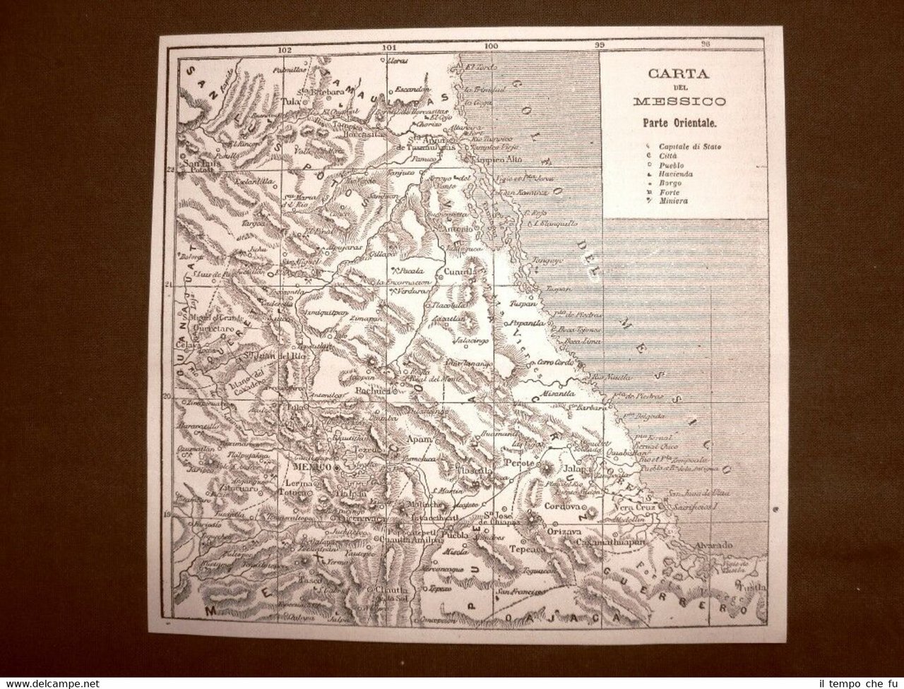 Carta geografica del Messico del 1863 Parte orientale