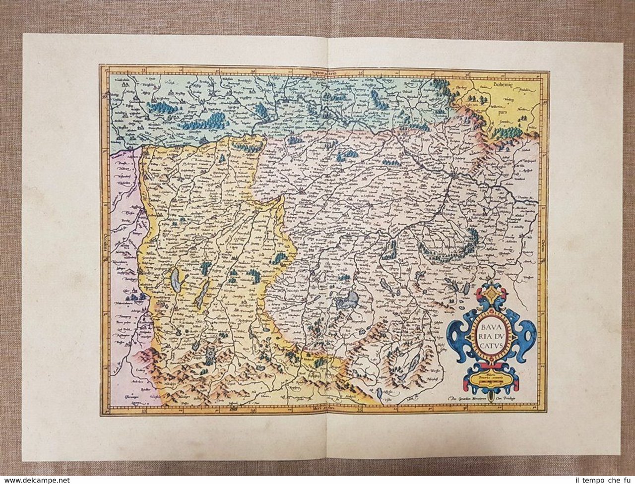 Carta geografica Ducato di Baviera Germania 1595 Mercatore o Mercator …