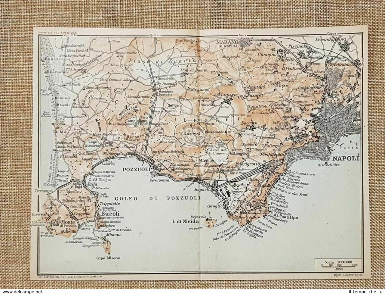 Carta geografica mappa del 1927 Napoli Golfo di Pozzuoli Bacoli …