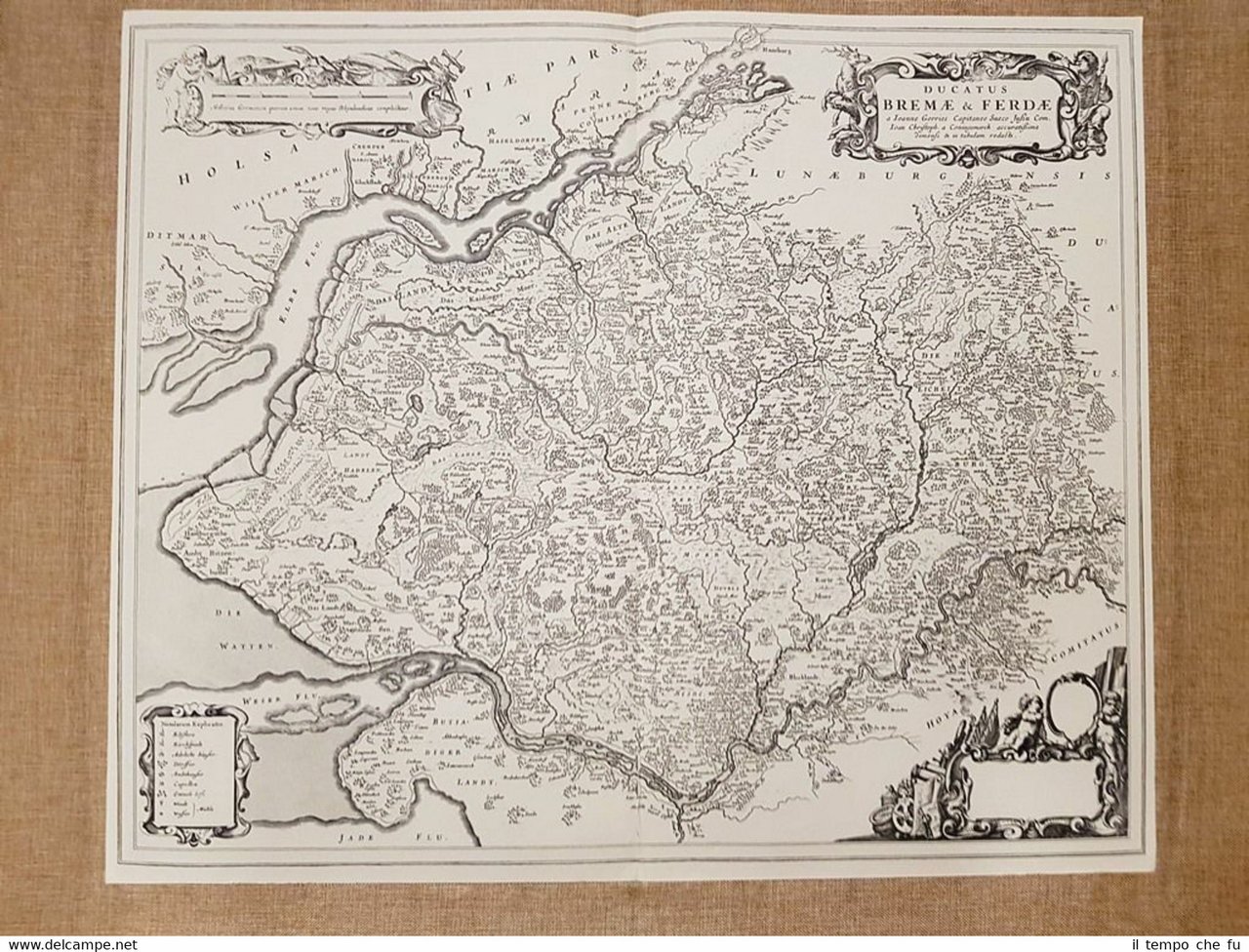 Carta geografica mappa Ducatus Bremae e Ferdae Anno 1660 Ioan …