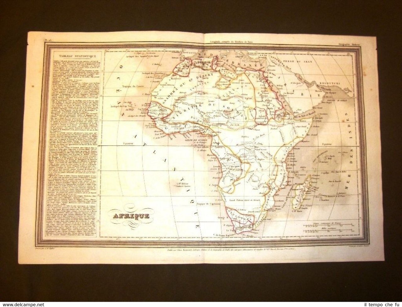 Carta geografica mappa Dufour del 1840 Africa o Afrique Con …