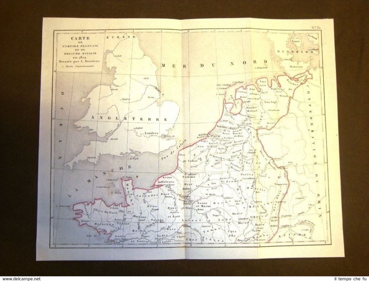 Carta geografica mappa Impero di Francia Regno d'Italia 1812 Nord …