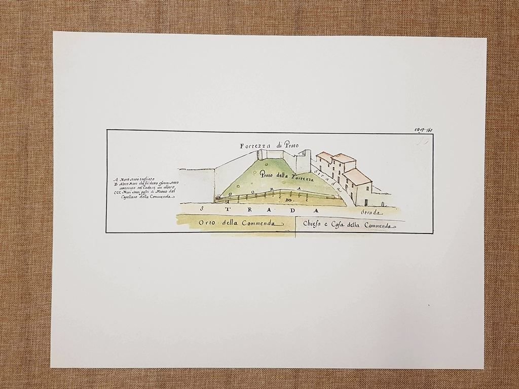 Carta geografica mappa Pianta della Fortezza di Prato Toscana nel …