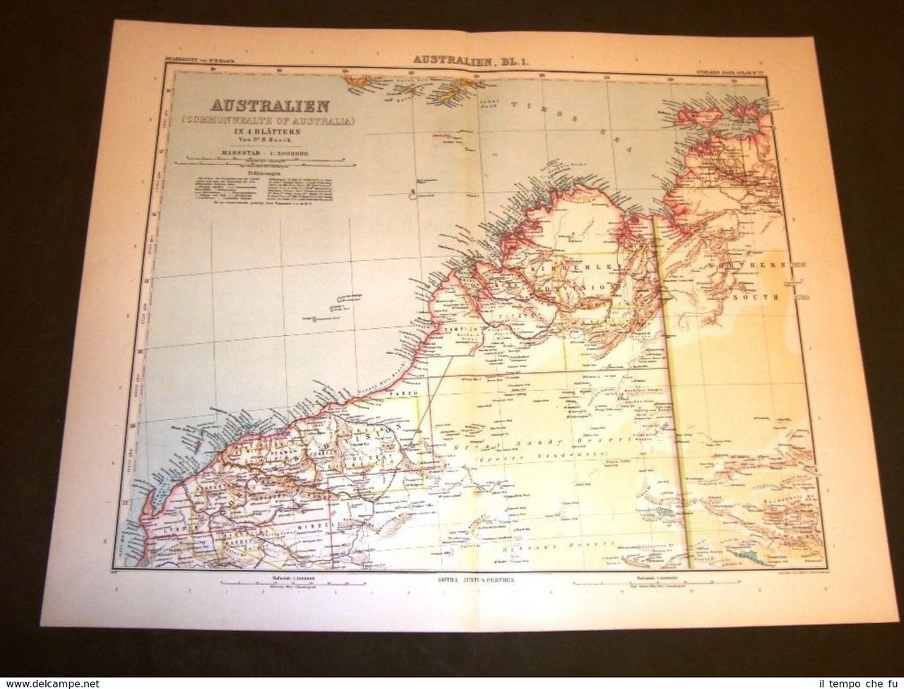 Carta geografica Mappa Stielers di H. Haack del 1901 Australia …