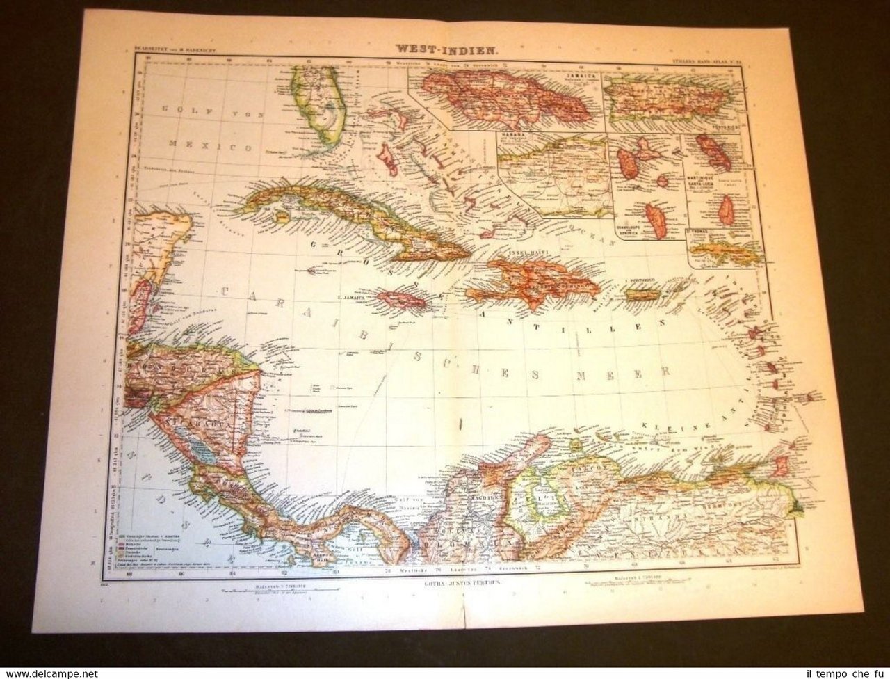 Carta geografica Mappa Stielers di Habenicht del 1901 India occidentale …