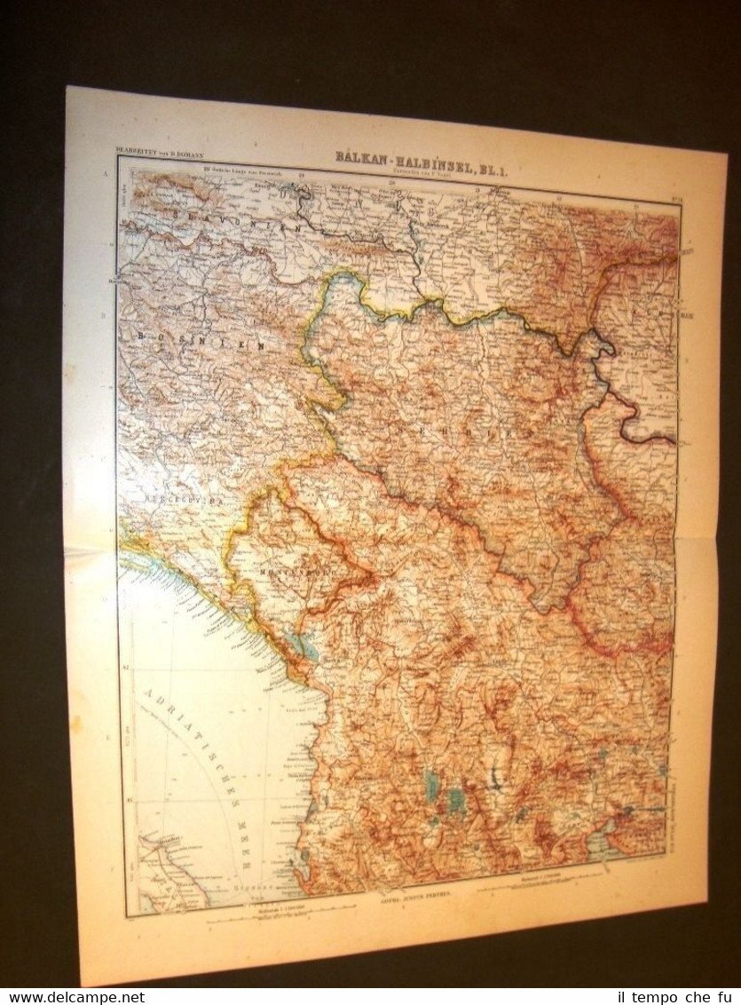 Carta Geografica Mappa Stielers Domann Del 1901 Balcani Serbia Bosnia ...