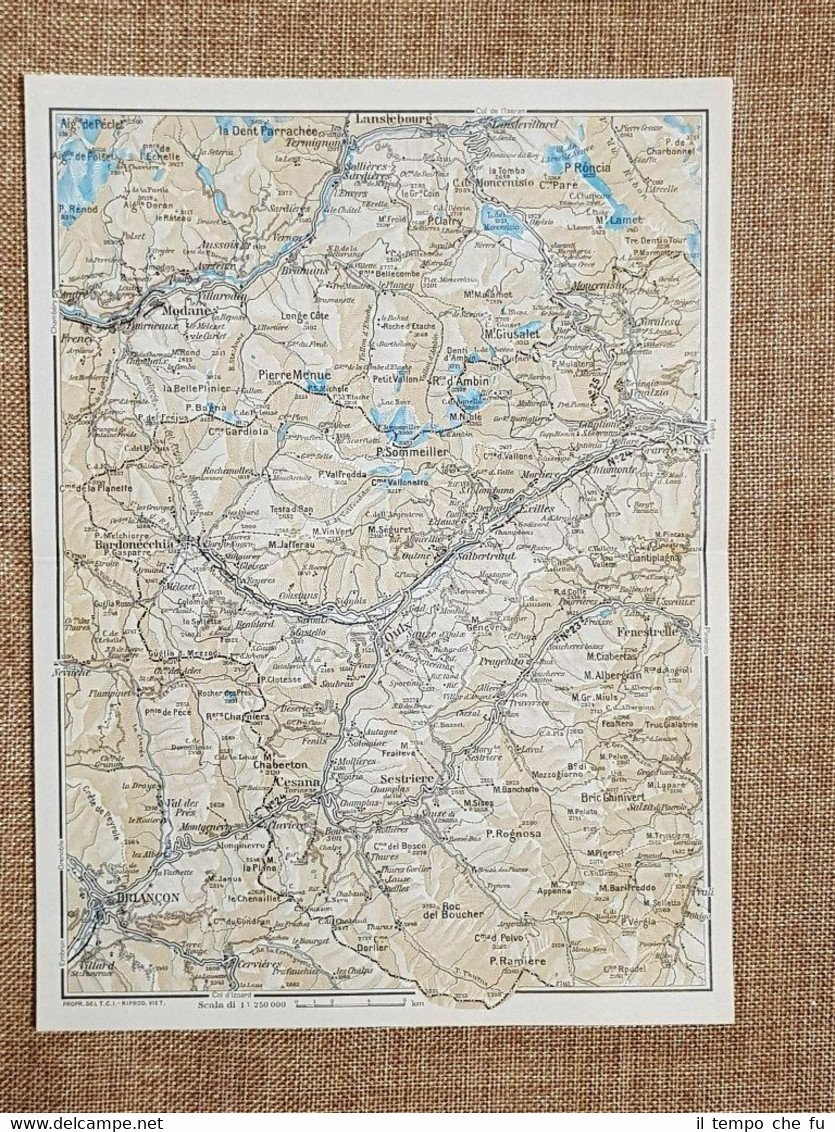 Carta geografica o cartina 1961 Briancon, Sestriere e Pianta Susa … | Immagine principale