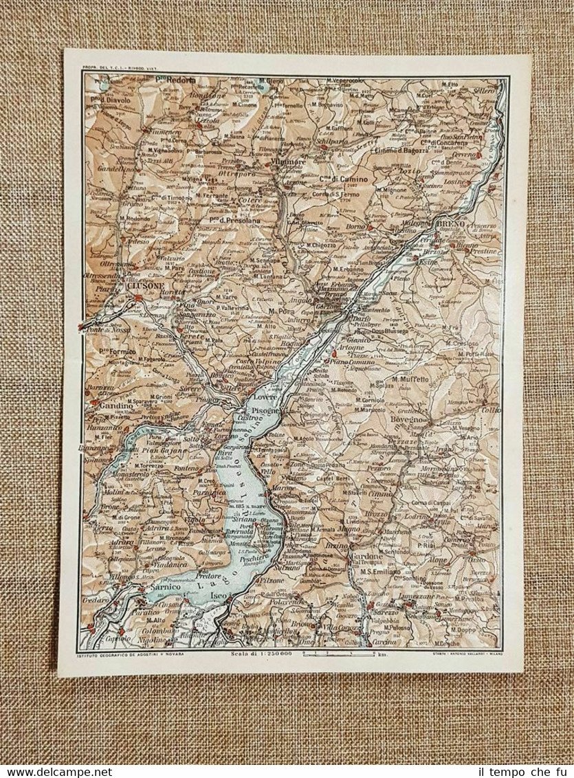 Carta geografica o cartina del 1914 Clusone Sarnico Breno Redorta …