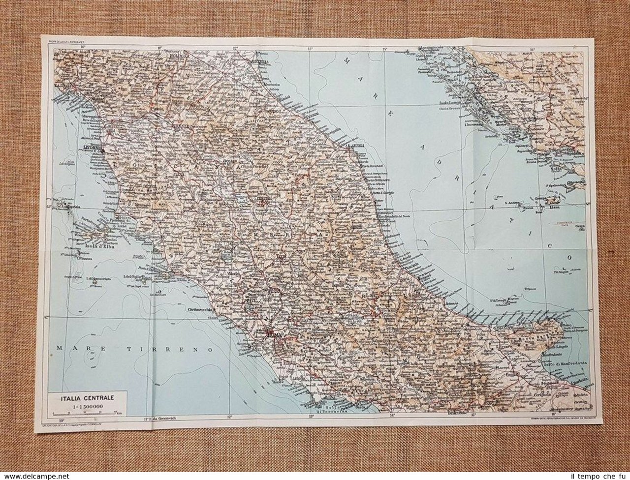 Carta geografica o cartina del 1939 Italia centrale Touring Club …