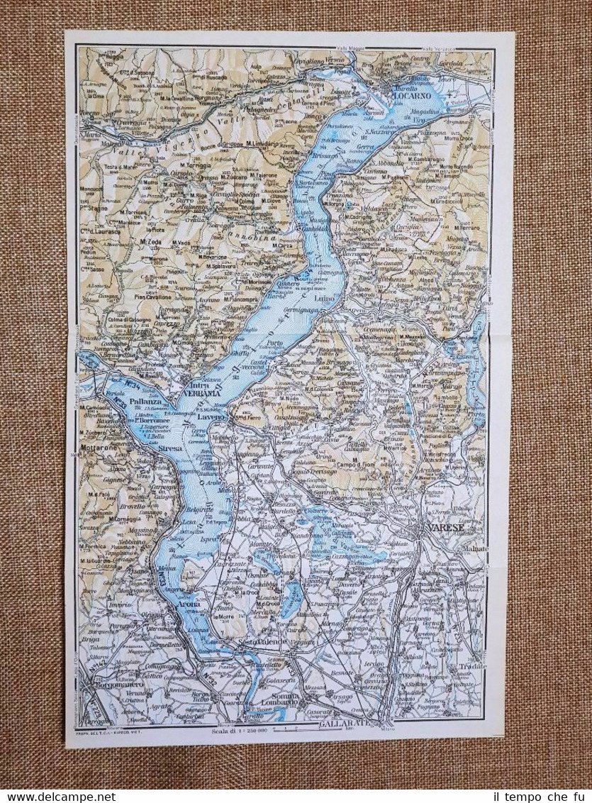 Carta geografica o cartina del 1961 Verbania, Pallanza, Varese, Locarno …