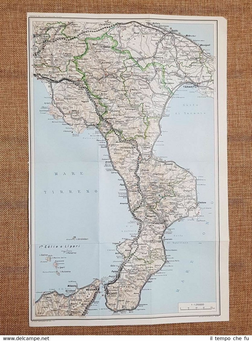 Carta geografica o cartina del 1965 Basilicata e Calabria Touring …