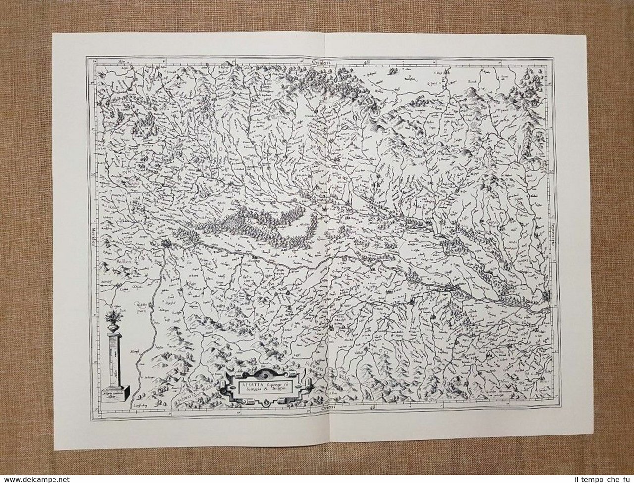 Carta geografica o Mappa Alsatia Superior Landgtraviatus Anno 1650 Ristampa