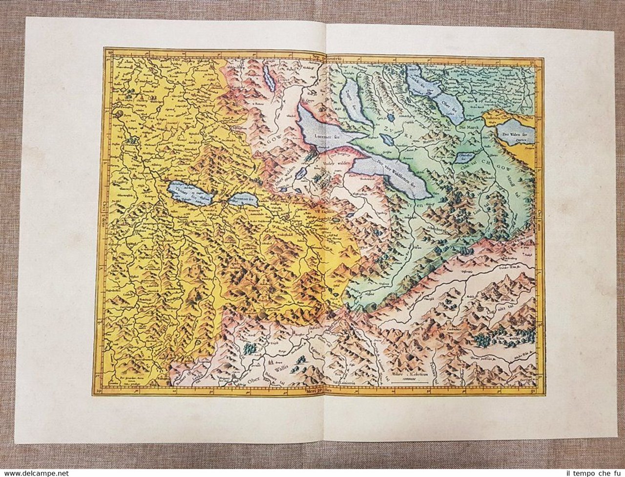 Carta geografica o mappa Argow Svizzera Anno 1595 di Mercatore …