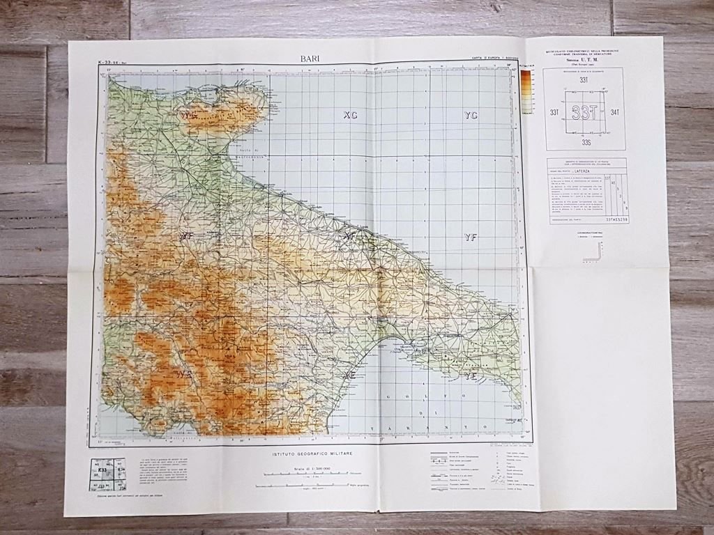 Carta geografica o mappa Bari e la Puglia I.G.M. Anno …