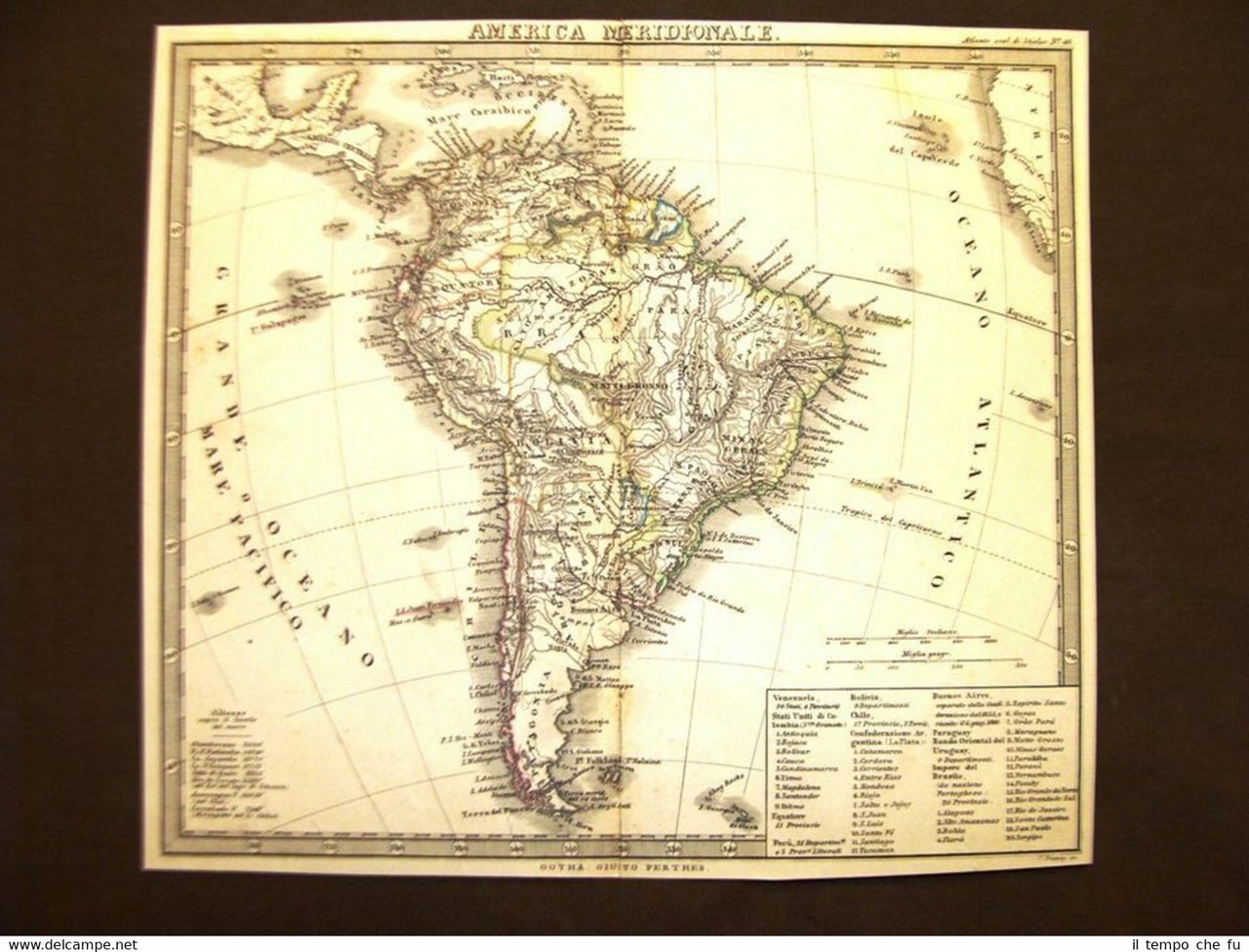 Carta geografica o mappa del 1871 America meridionale Justus Perthes …