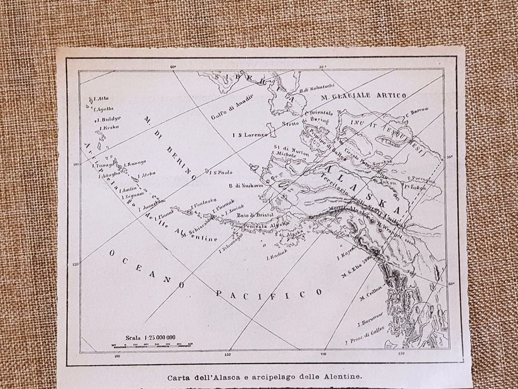 Carta geografica o mappa del 1896 Alaska e Arcipelago delle …