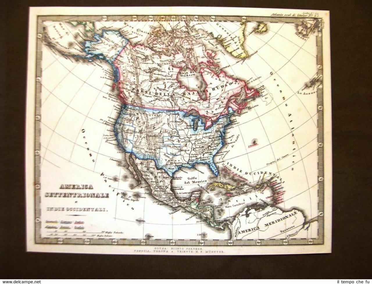 Carta geografica o mappa del 1898 America settentrionale e Indie …