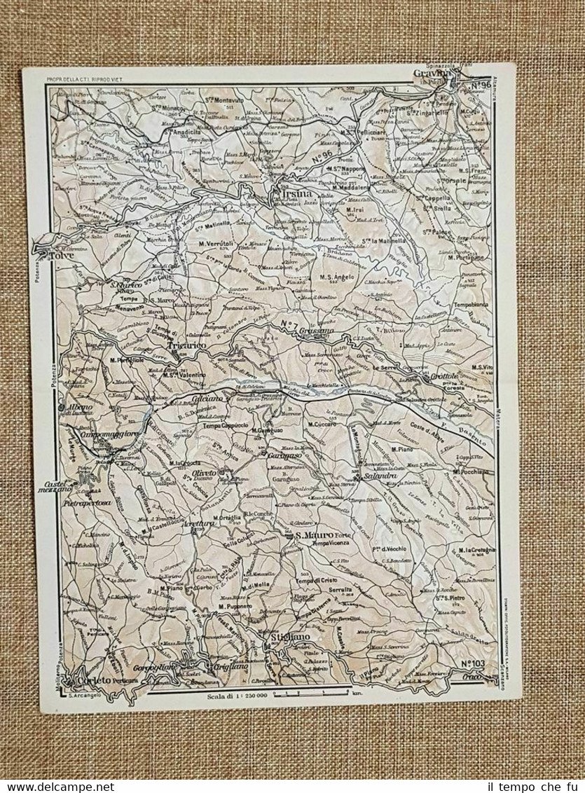 Carta geografica o mappa del 1937 Gravina Irsina San Mauro …