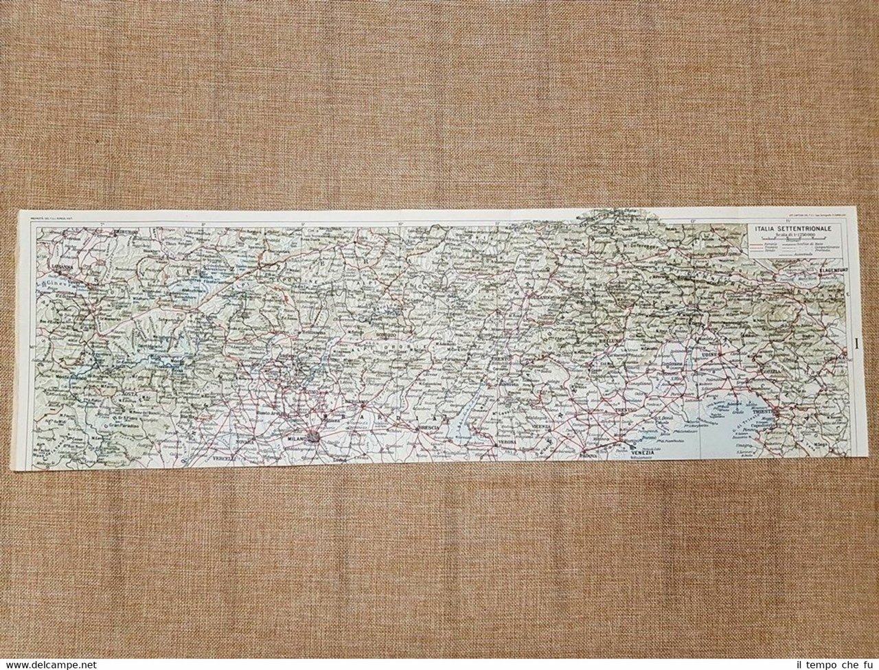 Carta geografica o mappa del 1937 Italia settentrionale (1) T.C.I.
