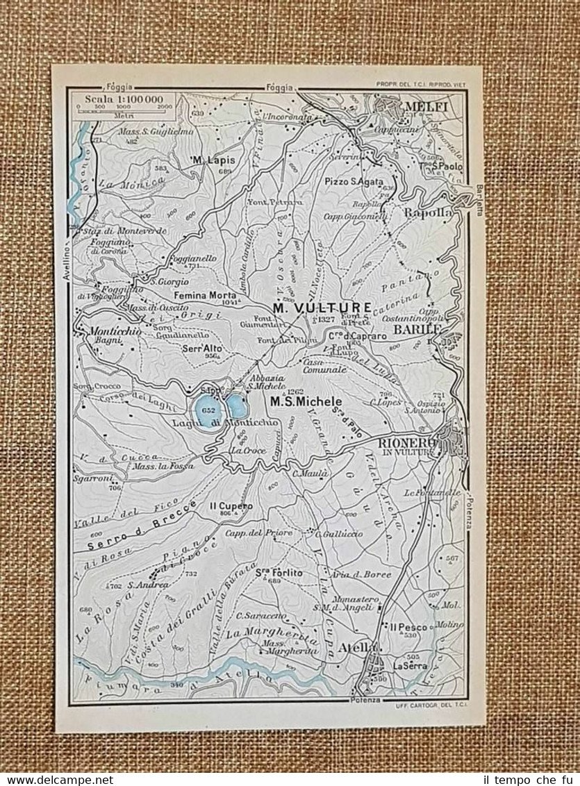 Carta geografica o mappa del 1937 Melfi Barile Rionero Atella …