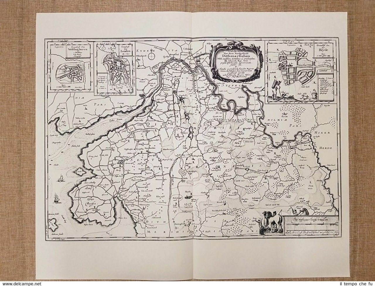 Carta geografica o mappa Dithmartschen Anno 1652 Meyer Ristampa