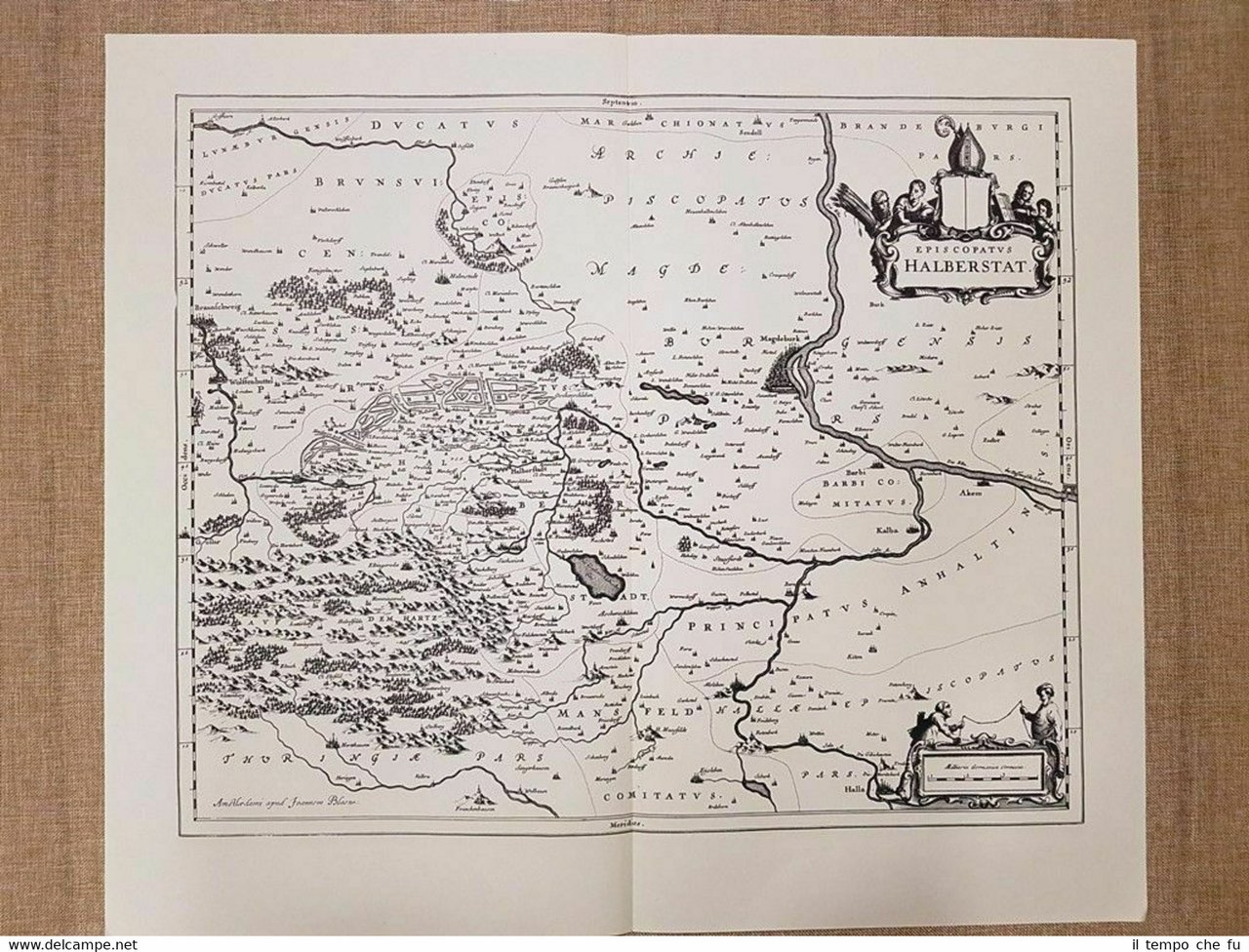 Carta geografica o mappa Episcopatus Halberstat Anno 1662 Joan Blaeu …