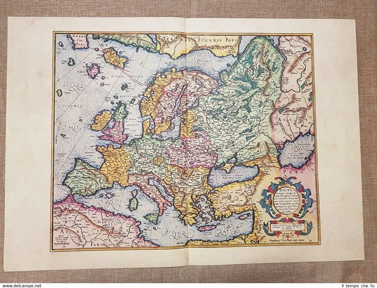 Carta geografica o mappa Europa Anno 1595 di Mercatore o …