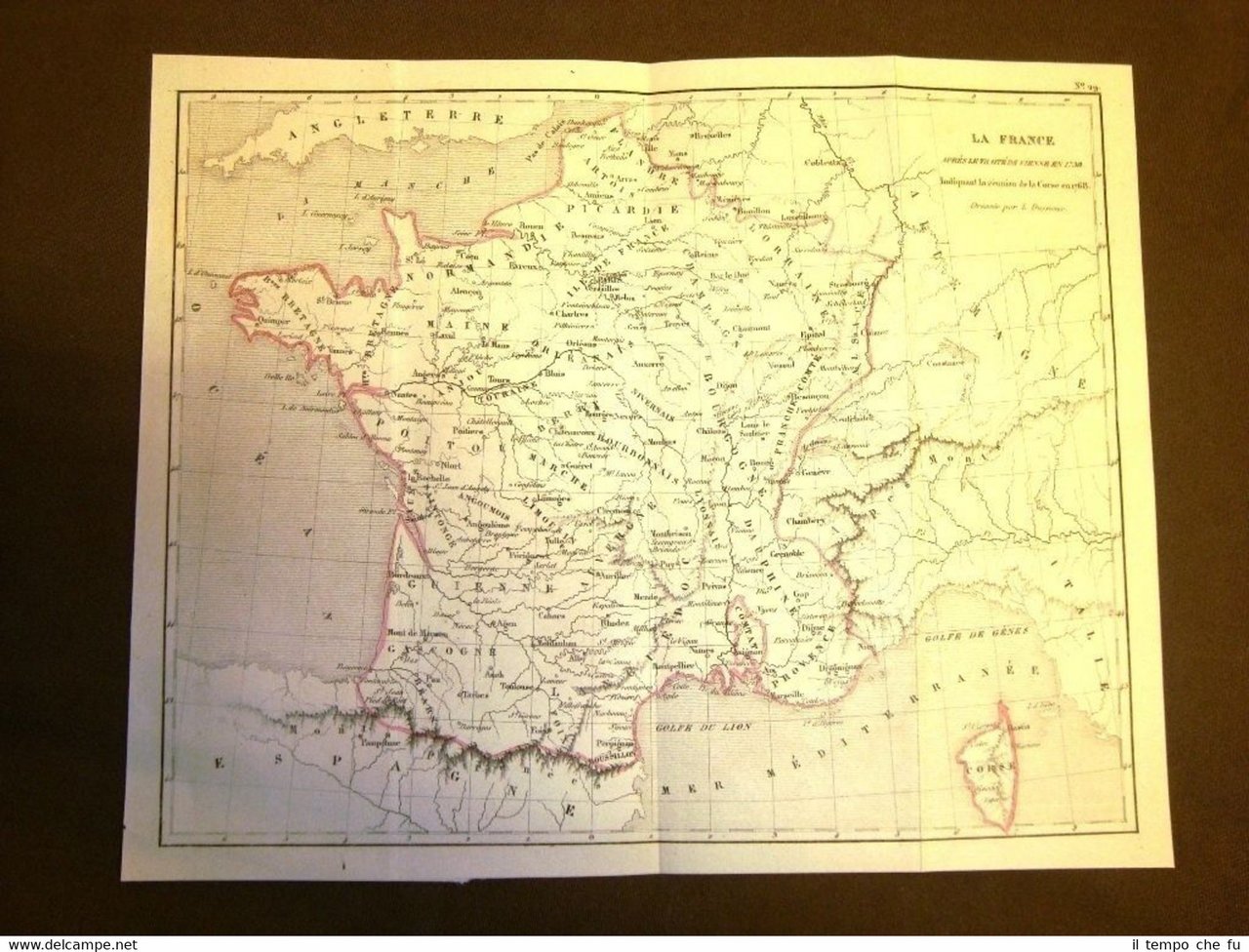 Carta geografica o mappa Francia Trattato di Vienna 1738 Incisione …