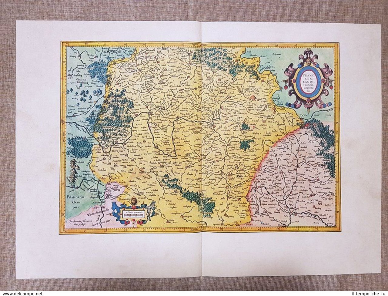 Carta geografica o Mappa Franckenlandt Francia Orientalis 1595 Mercator Ristampa