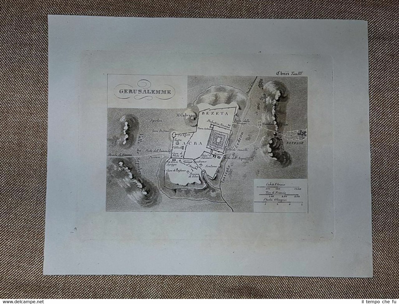 Carta geografica o Mappa Gerusalemme Israele Atlante Leonardo Cacciatore 1831 | Immagine principale