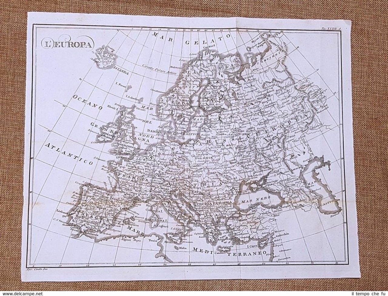 Carta geografica o Mappa L'Europa Atlante istorico Cav. Leonardo Cacciatore …