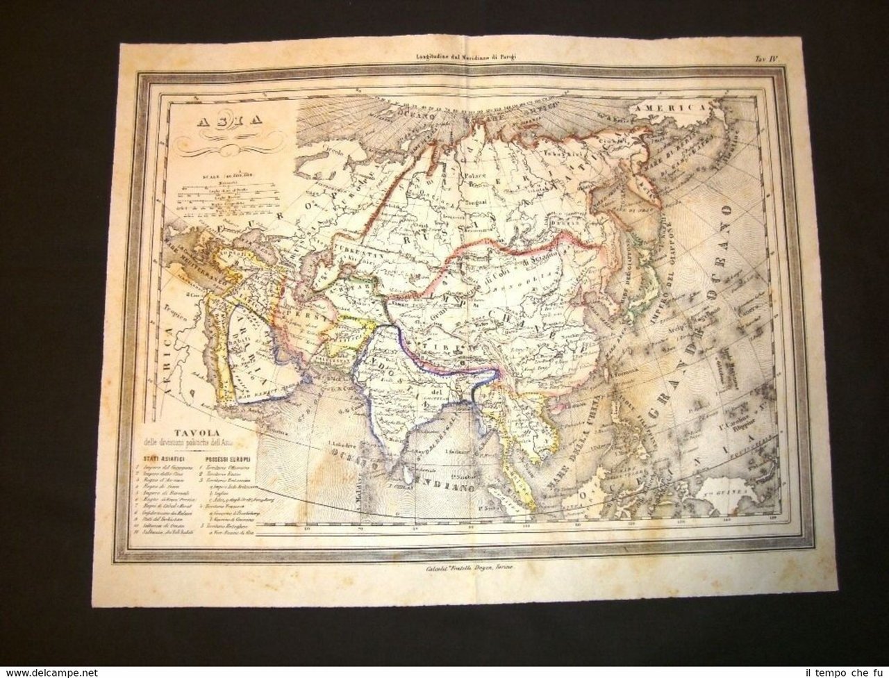 Carta geografica o mappa Marmocchi del 1876 L'Asia - Divisioni …