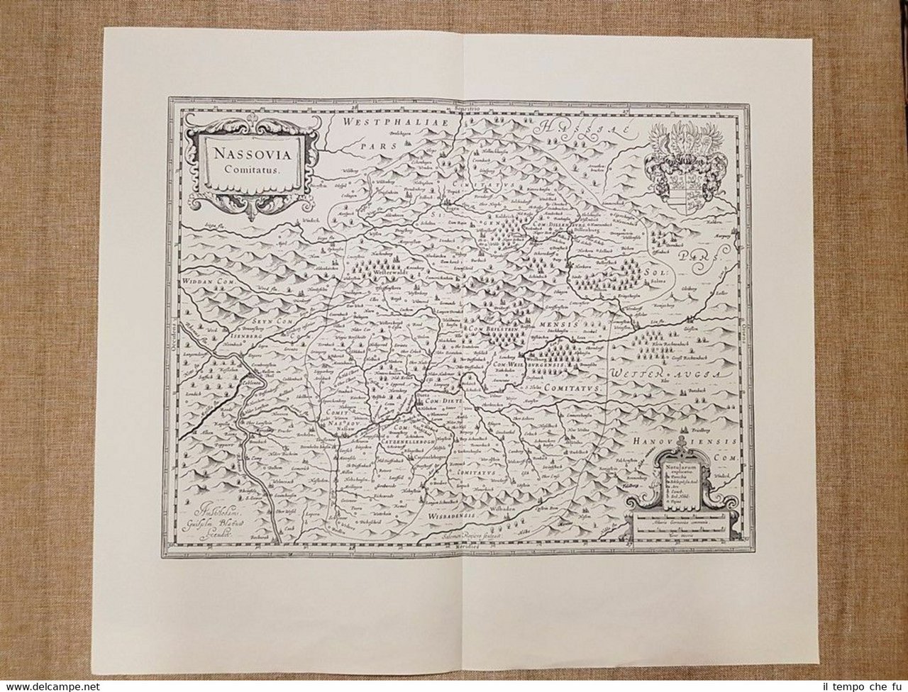 Carta geografica o mappa Nassau Germania Anno 1643 Joan Blaeu …
