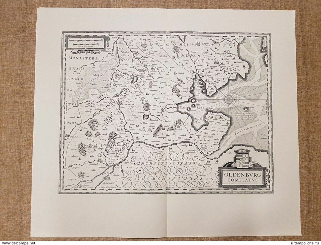 Carta geografica o mappa Oldenburg Comitatus Anno 1645 Joan Blaeu …