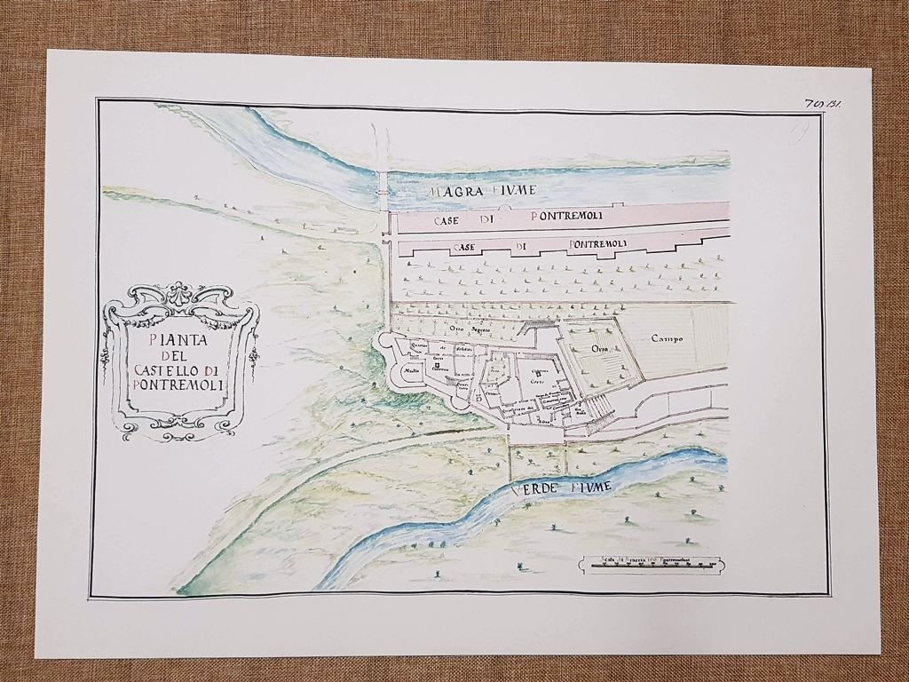 Carta geografica o mappa Pianta Castello di Pontremoli Toscana 700 …