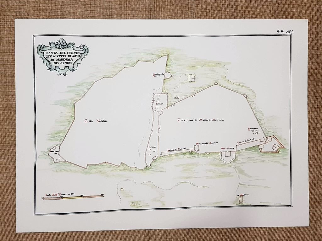 Carta geografica o mappa Pianta della città di Massa Toscana …