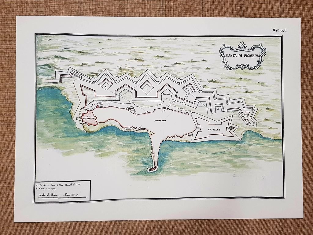 Carta geografica o mappa Pianta di Piombino Livorno Toscana nel …