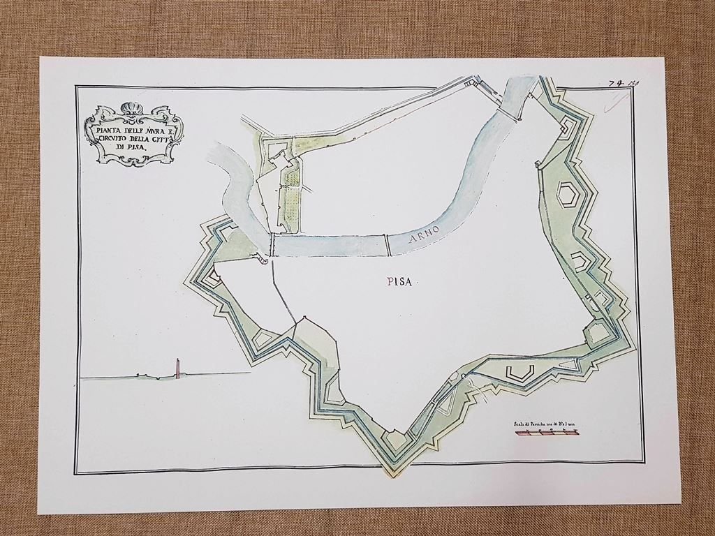 Carta geografica o mappa Pianta e mura Città di Pisa …