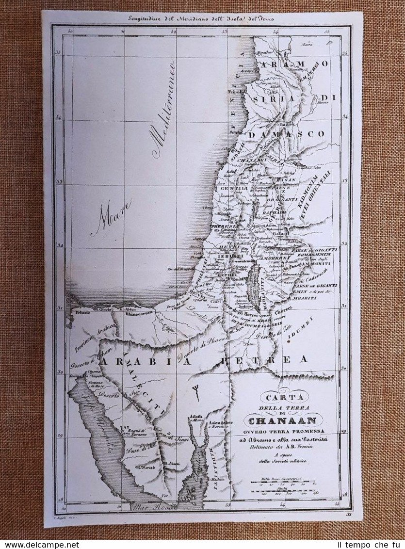 Carta geografica o mappa Terra di Chanaan o Terra promessa …