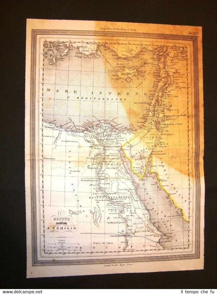 Carta geografica o mappa tratta Atlante Marmocchi 1876 Egitto Palestina …