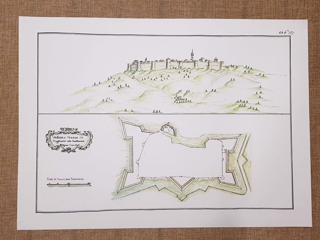 Carta geografica o mappa Veduta e Pianta di Magliano Toscana …