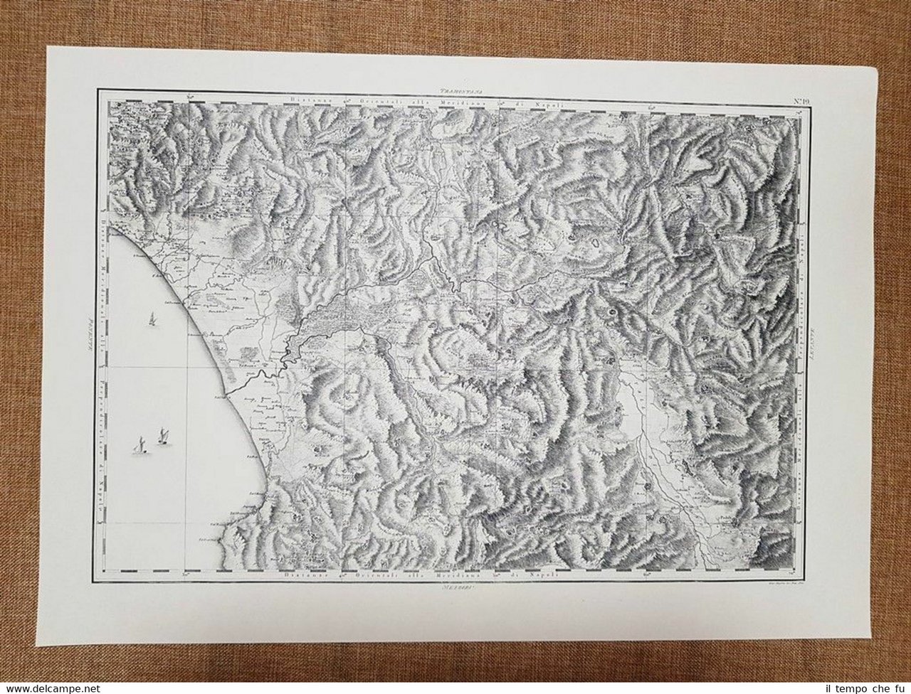 Carta geografica Principato citra Anno 1808 Regno Napoli Rizzi Zannoni …