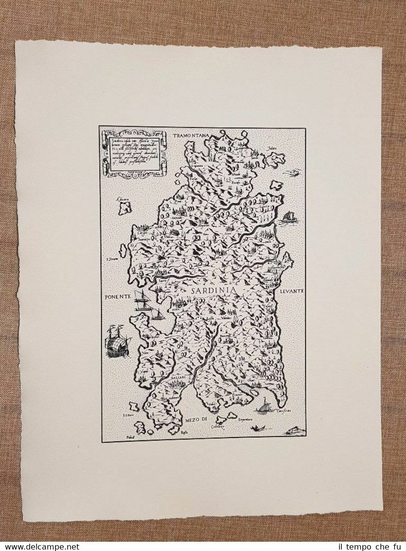 Carta geografica Sardinia o Sardegna del 1562 di Bertelli Ferrando …
