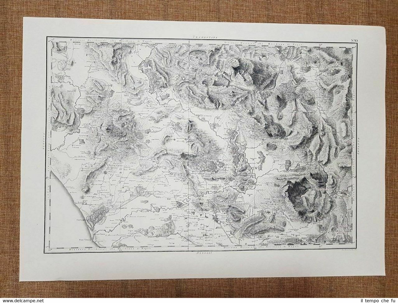 Carta geografica Terra lavoro Caserta 1808 Regno Napoli Rizzi Zannoni …