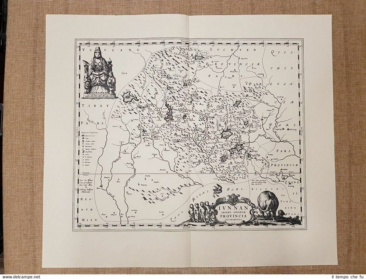 Carta geografica Yunnan imperii sinarum decimaquinta Cina 1655 J. Blaeu …
