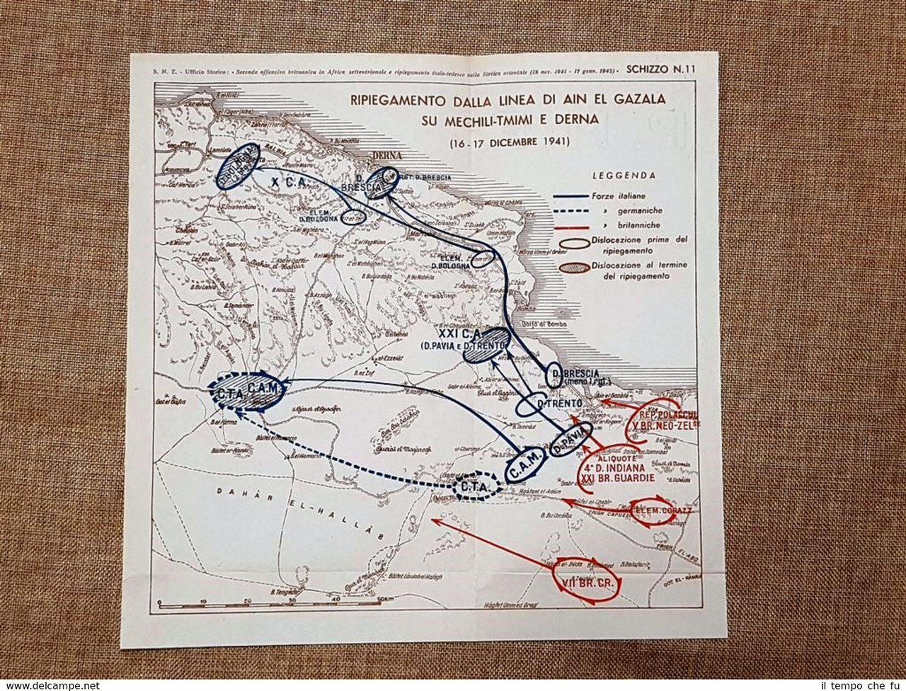 Carta mappa Linea di Ain El Gazala su Mechili-Tmimi e …