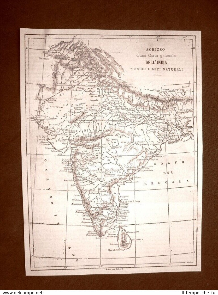 Carta, mappa o cartina del 1863 L'India e Un barbiere …
