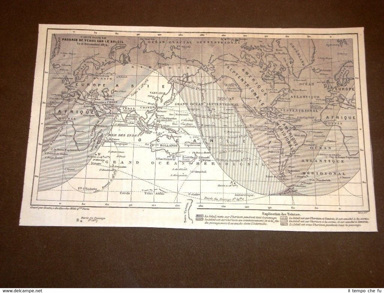 Carta o cartina del 1874 Le terre emerse