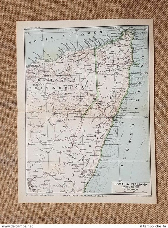 Carta o cartina del 1929 Berbera Bargal Obbia Burao Somalia Italiana T ...
